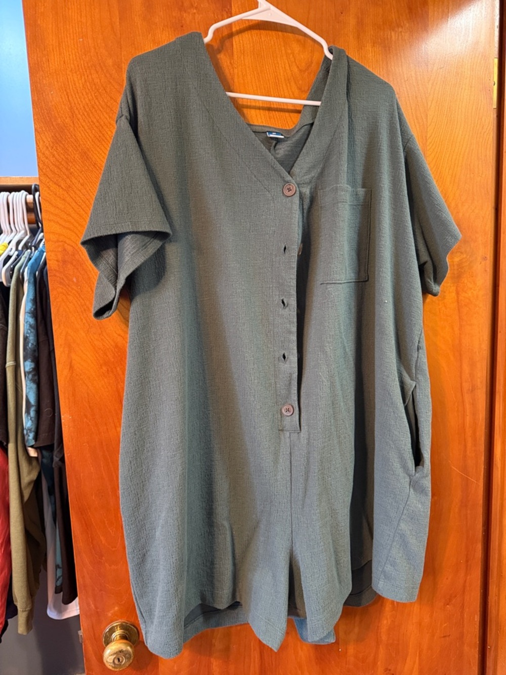 Old Navy Olive Green Button-Front Jumpsuit Romper